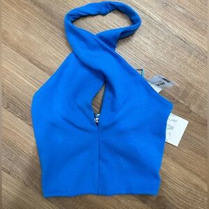 zara blue crossover crop top